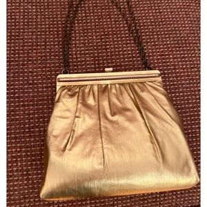 HL Harry Levine Gold Lamé Framed Evening Bag in  Original HL bag